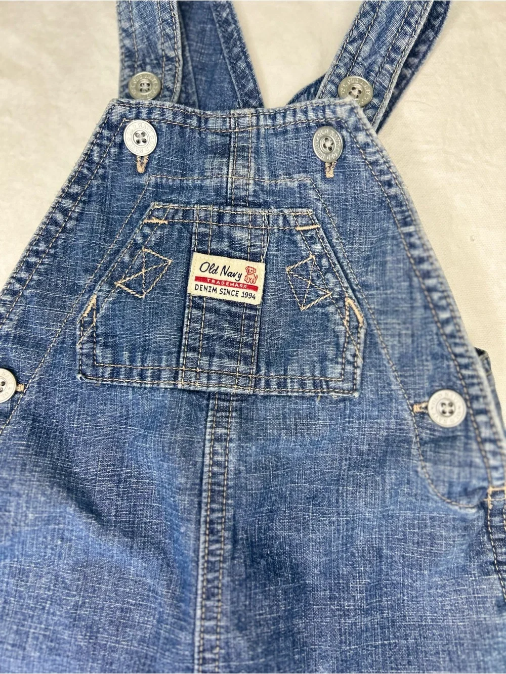 Vintage Old Navy Denim Baby Overalls 3-6M Retro Y2K 100% Cotton